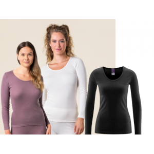 Maillot manche longue col rond en coton biologique 100 %, fines côtes